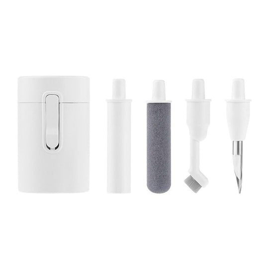 Professional 4-in-1 Earbud Cleaning Kit, Multi-Function Cleaning Pen for AirPods Pro 1 2 3, Laptop Keyboard Cleaner Tool with Metal Nib, High-Density Brush and Flocking Sponge - White - color: 5-in-1 White
