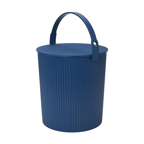 Hachiman Extra Large Bucket - 5.3 Gallon Heavy Duty Bucket with Lid and Handle - Hands-Free Filling - Easy to Stack and Store - Indoor Outdoor Use - 13.3" x 13" - Navy - color: Navy, size: Extra Large