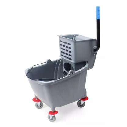 36L Commercial Cleaning Bucket, Compact Mop Bucket with Side Press Wheel Wringer with 4 Removable Wheels, Commercial Heavy Duty Floor Cleaning
