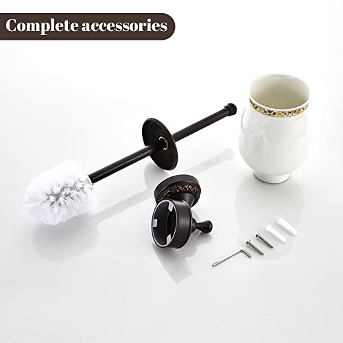 Leyden Bronze Toilet Brush Holder,Oil Rubbed Bronze Toilet Brush Plunge Retro Toilet Bowl Brush Bathroom Accessories Wall Mounted - color: Orb