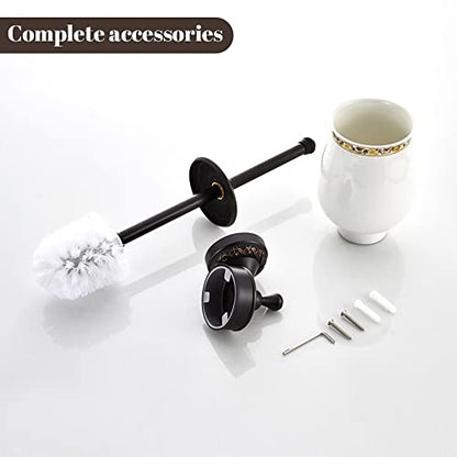 Leyden Bronze Toilet Brush Holder,Oil Rubbed Bronze Toilet Brush Plunge Retro Toilet Bowl Brush Bathroom Accessories Wall Mounted - color: Orb