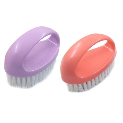 BokWin 2-Pack Heavy-Duty Scrubbing Brushes for Cleaning with Stiff Nylon Bristles, Scrubber Cleaner Brush for Tile, Bathtub, Sink & Kitchen Surfaces, Comfort Grip Handle (Purple and Pink) - color: Purple and Pink)