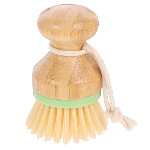 Ciieeo Dish Washing Brush with Handle, Palm Scrubber for Kitchen Dishes and Vegetables, Compact Environmentally Friendly Pot Cleaning Brush for Stubborn Stains, Green