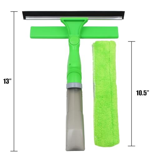 Grip Squeegee Window Cleaner - Multi-Angle 3 in 1 - Microfiber, Lint-Free, Non-Scratching, Swivel Head - Spray, Scrub, Squeegee - Perfect for Showers, Mirrors, Glass, and Countertops