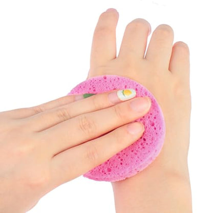 AKOAK 5 Pcs Round Makeup Sponge Wood Pulp Sponge Makeup Remover Facial Cleansing Sponge Skin Care Tool (Pink) - color: Pink