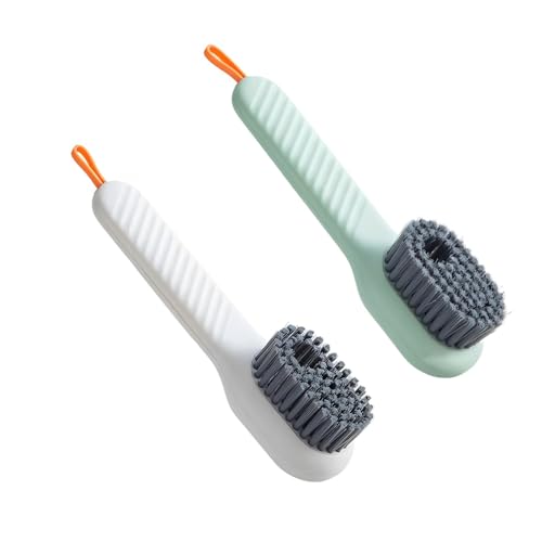 Scrub Brush with Handl, Heavy-Duty Scrub Brushes for Cleaning, Durable Bristles, for Kitchen, Bathroom, White/Green - color: White+green