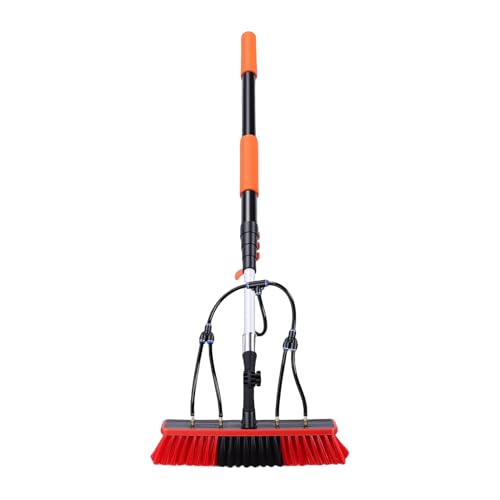 MAVIS LAVEN Solar Panel Brush Kit, ABS PC Aluminum Nylon Hairs Water Fed Window Cleaner with 12ft Telescoping Pole, 35cm Brush for Roof RV Gutter Boat Deck Cleaning
