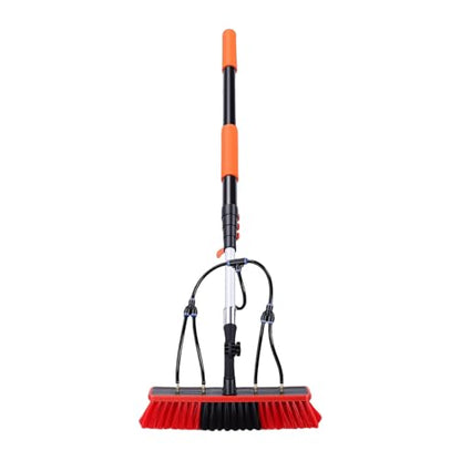 MAVIS LAVEN Solar Panel Brush Kit, ABS PC Aluminum Nylon Hairs Water Fed Window Cleaner with 12ft Telescoping Pole, 35cm Brush for Roof RV Gutter Boat Deck Cleaning