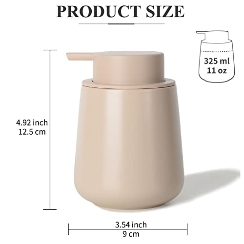 BosilunLife Hand Soap Dispenser - Ceramic Dish Soap Dispenser for Bathroom 12ounce Refillable Liquid Hand Wash Dispenser for Essential Oil, Lotion Soap, Khaki - color: Khaki
