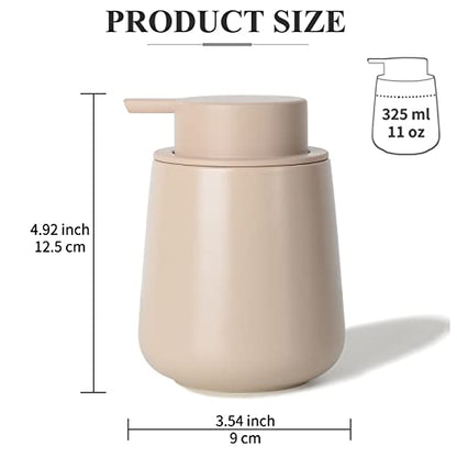 BosilunLife Hand Soap Dispenser - Ceramic Dish Soap Dispenser for Bathroom 12ounce Refillable Liquid Hand Wash Dispenser for Essential Oil, Lotion Soap, Khaki - color: Khaki