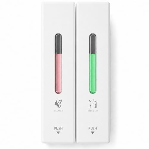 Shampoo and Conditioner Dispenser Wall Mounted, 3-Chamber Shower Soap Dispenser for Bathroom, 1200ML Large Capacity, No-Drill Installation, Clog-Free Pump for Thick Liquids (white-2-pack) - color: White-2-pack