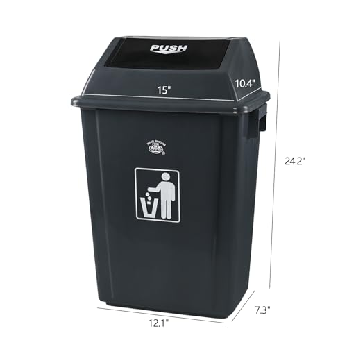 13 Gallon Plastic Swing Top Trash Can, 4 Pack Plastic Kitchen Garbage Can, Gray