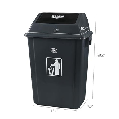 13 Gallon Plastic Swing Top Trash Can, 4 Pack Plastic Kitchen Garbage Can, Gray