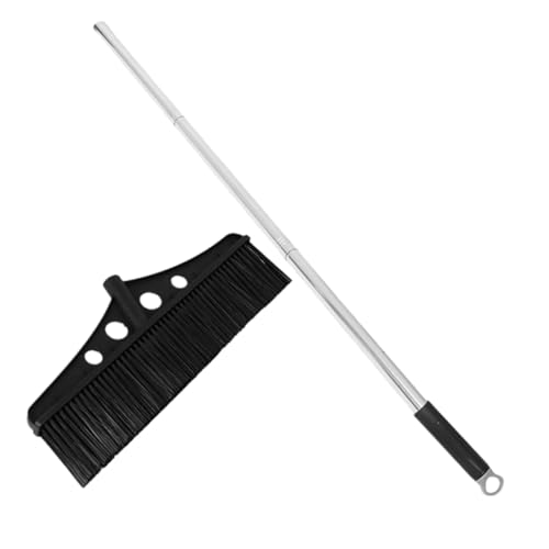 Outdoor Heavy Duty Push Lawn Sweeper Detachable Stainless Steel Garden Broom Handle for Efficient Cleaning of Driveways Courtyards and