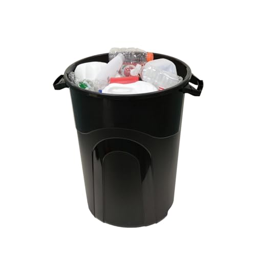 32 Gallon Heavy Duty Plastic Garbage Can with Click Lock Lid, 64 lbs Capacity, Indoor/Outdoor Use, Black