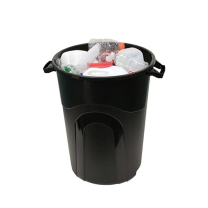 32 Gallon Heavy Duty Plastic Garbage Can with Click Lock Lid, 64 lbs Capacity, Indoor/Outdoor Use, Black