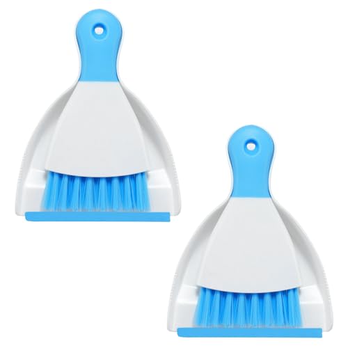 NACENA Mini Dustpan and Brush Set 2 Pack, Small Broom and Dustpan Set Dust Pan and Mini Hand Broom Dustpan and Broom Combo Compact for Home Table Keyboards Sofa Kitchen, Dark & Blue - color: Dark Blue, size: 2 packs