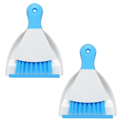 NACENA Mini Dustpan and Brush Set 2 Pack, Small Broom and Dustpan Set Dust Pan and Mini Hand Broom Dustpan and Broom Combo Compact for Home Table Keyboards Sofa Kitchen, Dark & Blue - color: Dark Blue, size: 2 packs