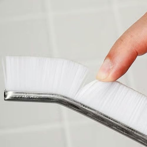 [3-Pack] Heavy Duty Scrub Brush Set with Professional PBT Stiff Bristles, V-Shape Grout Cleaner & Wide Floor Scrubber for Deep Cleaning Bathroom, Shower, Tile and Kitchen Gaps, Non-Slip Grip