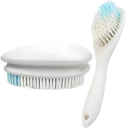 2 Pack Soft Bristle Cleaning Scrub Brush Laundry Brush Scrubber Brush for Clothes, Carpet and Fabric Stain Removal, Scrubbing Brush with Ergonomic Handle (White) - color: White