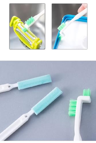 1SET Bottle Cleaning Brushes - 7.5in High Head Brush with Detachable Sponge & Bristle Heads | Hanging Hole Design for Storage