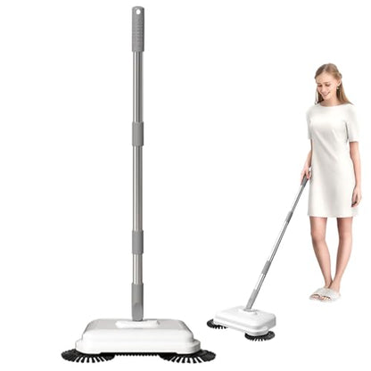 2-in-1 Rotating Carpet Sweeper, 360° Manual Push Sweeper for Floor & Carpet, Long Handle Hanging Vacuum-Free Cleaner for Home & Office