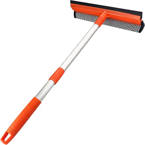 Window Squeegee for Window Cleaning with Retractable Pole, Squeegee Window Cleaner Tool 2 in 1 Car Window Cleaning Tool Telescopic Window Washing Equipment, Shower Squeegee for Glass Door - color: Red2, size: 20"