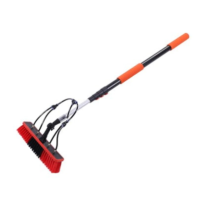 MAVIS LAVEN Solar Panel Brush Kit, ABS PC Aluminum Nylon Hairs Water Fed Window Cleaner with 12ft Telescoping Pole, 35cm Brush for Roof RV Gutter Boat Deck Cleaning