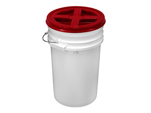 7 Gallon White Bucket with Gamma Seal Lid (Red) - color: Red