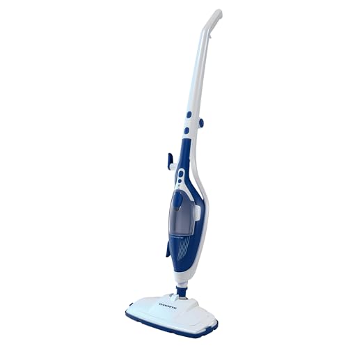 OVENTE 10-in-1 Steam Mop with Detachable Handheld Steamer, Foldable Handle and 400ml Removable Water Tank, MultiPurpose Home Cleaner for Tile Grout, Hardwood Floors, Carpet and Furniture, Blue ST505BL
