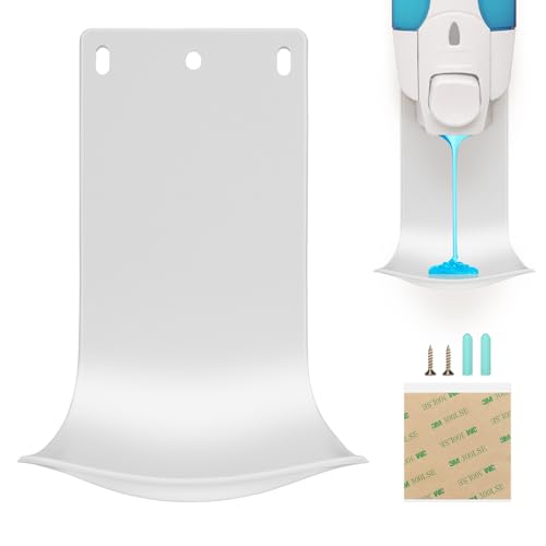Dispenser Drip Tray Wall Mount Soap Dispenser Bracket,Laundry Detergent Drip Catcher Prevent Dripping and Spraying(White) - color: White