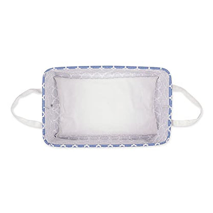 DII Laundry Storage Collection, PE Coated Collapsible Bin with Handles, French Blue Lattice, Large Set, 10.5x17.5x10" - color: French Blue Lattice, size: Large Set, 10.5x17.5x10"