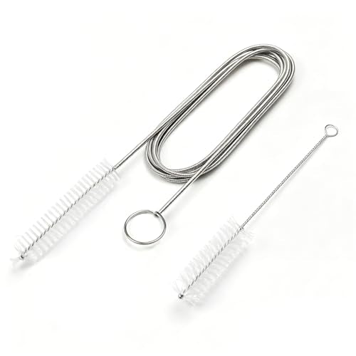 2PCS Flexible Long Drain Brush, 78 Inch Nylon Stainless Steel Tube Cleaning Brush, Slim Long Hose Pipe Cleaning Tool for Auto Sunroof Drain Hole, Car Fridge, Kitchen Sink (Single End-White) - color: Single End-white