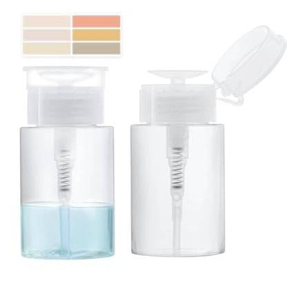 2 Pack Push Down Pump Dispenser, Empty Pump Bottle Dispenser with DlY Lables for Nail Polish, Makeup Remover, Alcohol, Facial Toner 3.38oz/100ML - size: 100ml/cc-2pcs