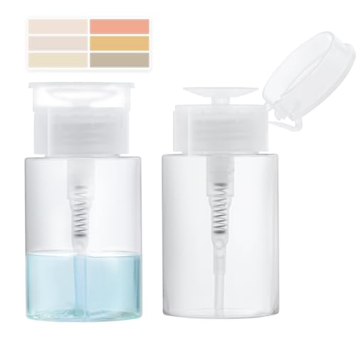 2 Pack Push Down Pump Dispenser, Empty Pump Bottle Dispenser with DlY Lables for Nail Polish, Makeup Remover, Alcohol, Facial Toner 3.38oz/100ML - size: 100ml/cc-2pcs