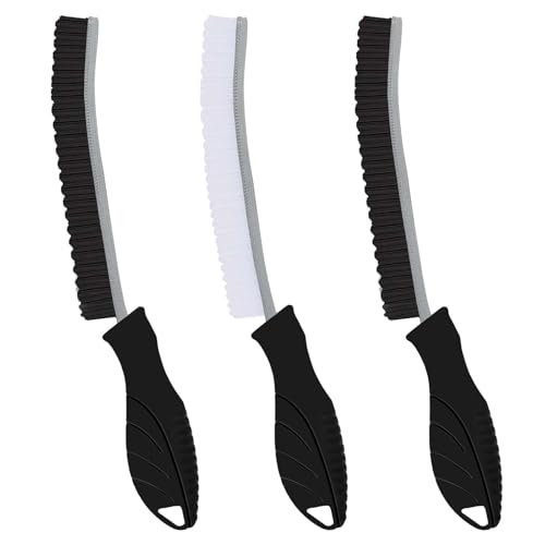 Magiware Hard Bristle Crevice Cleaning Brushes for Household Use - 2025 New Thin Scrub Brush Set, Small Cleaner Tool for Narrow Spaces, Kitchen,Toilet, Bathroom,Window, Faucets, Car Gaps (Model 2) - style: SERRATED-BLACK & WHITE