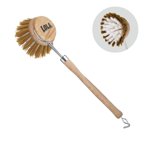 LOLA -The Original - Dishwashing & Vegetable Brush, Hardwood w/Poly Fiber Bristles, Reusable, Sustainable, Has EZ-Grip Handle - 1 Count - color: Wood, size: 1 Count