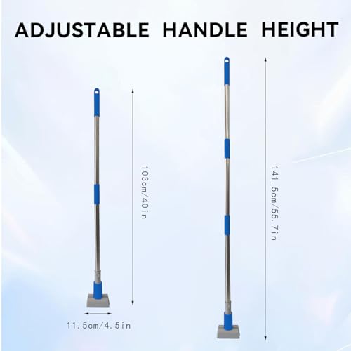 Heavy Duty Commercial Jaw Clamp Mop Handle 55.7 Inch, Thickened Stainless Steel Blue Mop Stick, Industrial Grade Replacement Adjustable Mop Rod - color: Blue, size: mop handle