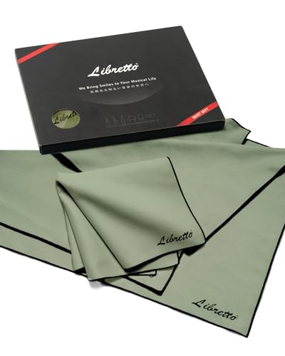 Libretto Microfiber Polish Cloth for Musical Instrument, 3 Sizes in 1 Pack, Trumpet and Brass Cleaning Product, Green, Lint-Free, Super Soft, Gift, for Piano, Violin, Guitar, Saxophone, Laptop. - color: Green