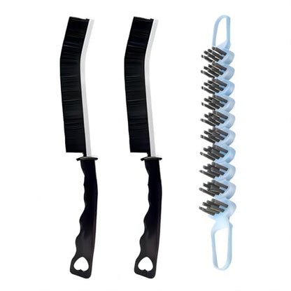 Crevice Cleaning Brush Hard Bristle Grout Brush Scrub Brush Toilet Brush Cleaning Tools Cleaning Supplies for Household Use Bathroom Kitchen 3 Pcs (Black&Blue) - color: Black&blue