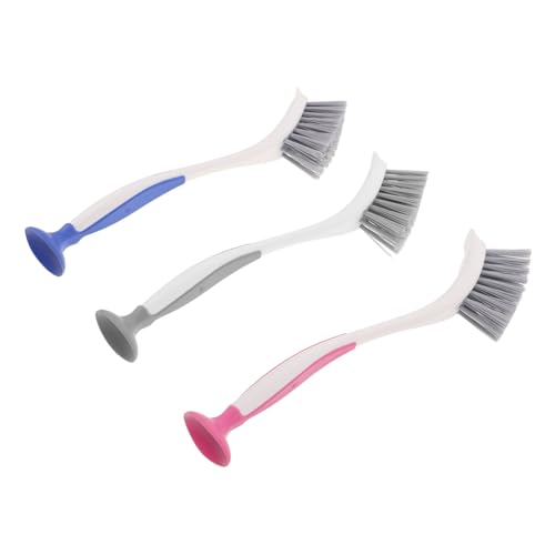 Healeved 3-Pack Kitchen Sink Brushes for Cleaning with Long Handle and Suction Cup Stand Dish Scrubbing Brush for Pots Pans and Hard-to-Reach Areas