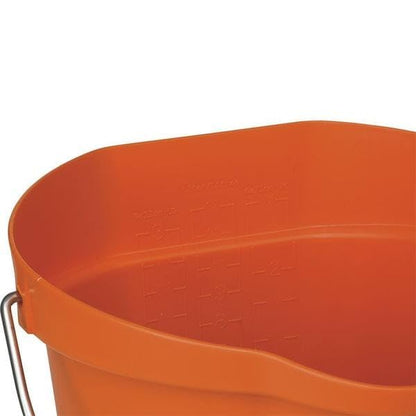 3 1/4 gal Round Bucket, 12-3/4 in H, 12 4/5 in Dia, Orange, Polypropylene/Stainless Steel - 1 Each