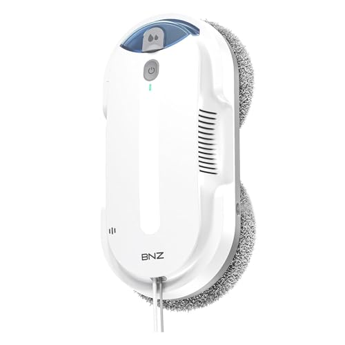 BNZ Smart Window Cleaning Robot, Twin Turbo & Dual Auto-Spray Window Cleaner with Multiple Safety System, AI Path Planning, Frameless Edge Detection, K1 (White) - color: White