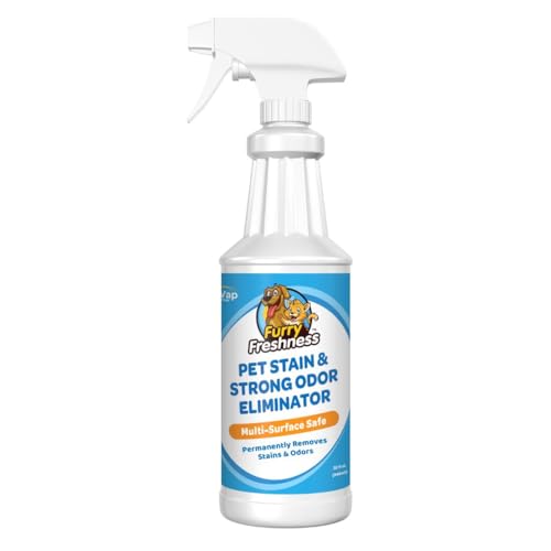 FurryFreshness Extra Strength Cat or Dog Pee Stain & Permanent Odor Remover + Smell Eliminator -Removes Stains from Pets & Kids Including Urine or Blood- Lifts Old Carpet Stains- 32oz Spray - size: 32 Ounce (Pack of 1)