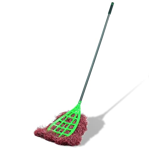 Large Outdoor Broom, Commercial Industrial Grade Yard Broom with 81.5" Long Handle, Durable Fiber Sweeping Broom for Patio, Garage, Driveway, Lawn and Sidewalk Cleaning
