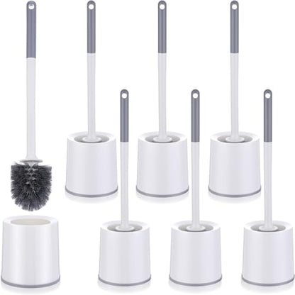Patelai 6 Pack 18.12 Inch Toilet Bowl Brush and Holder for Bathroom Toilet Bowl Brush Scrubber with Caddy Set for Deep Cleaning (White)