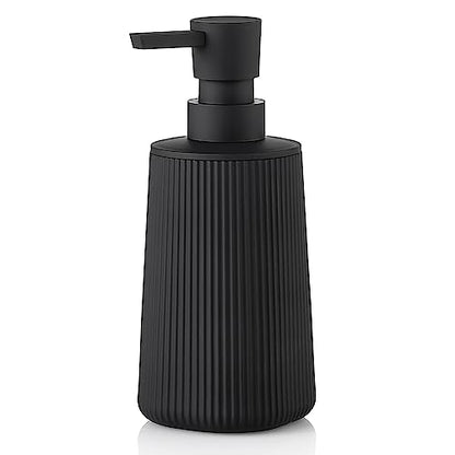 Small Soap Dispenser for Bathroom and Kitchen, Modern Farmhouse Striped Style Plastic Hand Soap Dish Soap Dispenser with Pump Matte Black - color: Black