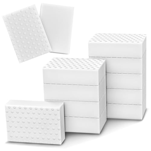 10 Pack Magic Sponge Eraser 3X Thick and Long Lasting Melamine Cleaning Sponges in Bulk - Multi Surface Scrubber Foam Cleaning Pads - Bathtub, Floor, Baseboard, Bathroom, Wall Cleaner （3.9*2.5*1.1in） - size: 3.9*2.4*0.8