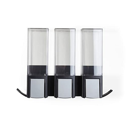 Better Living Products 77384 CLEVER Soap and Shower Triple Dispenser, Black/Chrome - color: Black/Chrome, style: Triple Dispenser