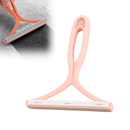 Pet Hair Removal Tool, Portable Fur Remover Brush & Carpet Scraper Rake, Dog & Cat Hair Remover for Couch, Carpet, Car Mats, Pet Bed & Furniture (Pink) - color: Pink